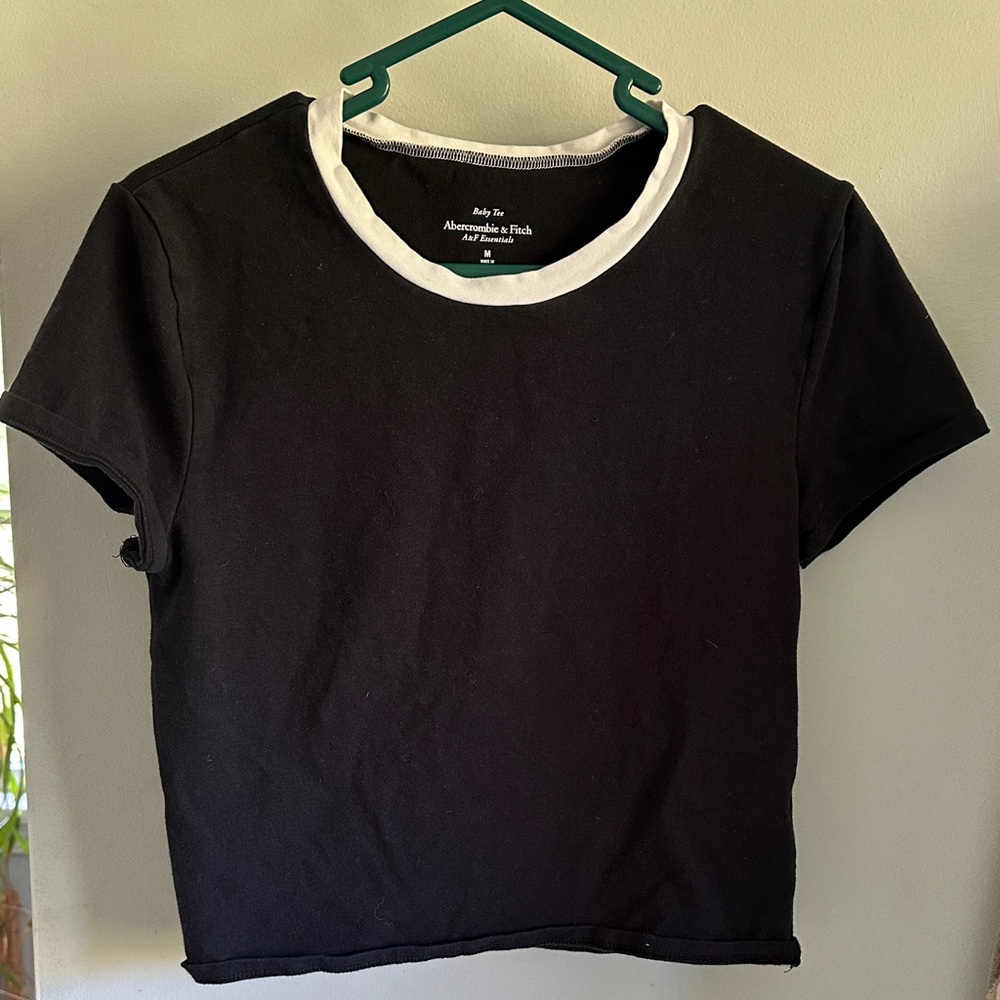 Abercrombie & Fitch Black Tee with White Collar